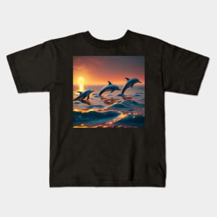 Sunset Dolphins Kids T-Shirt